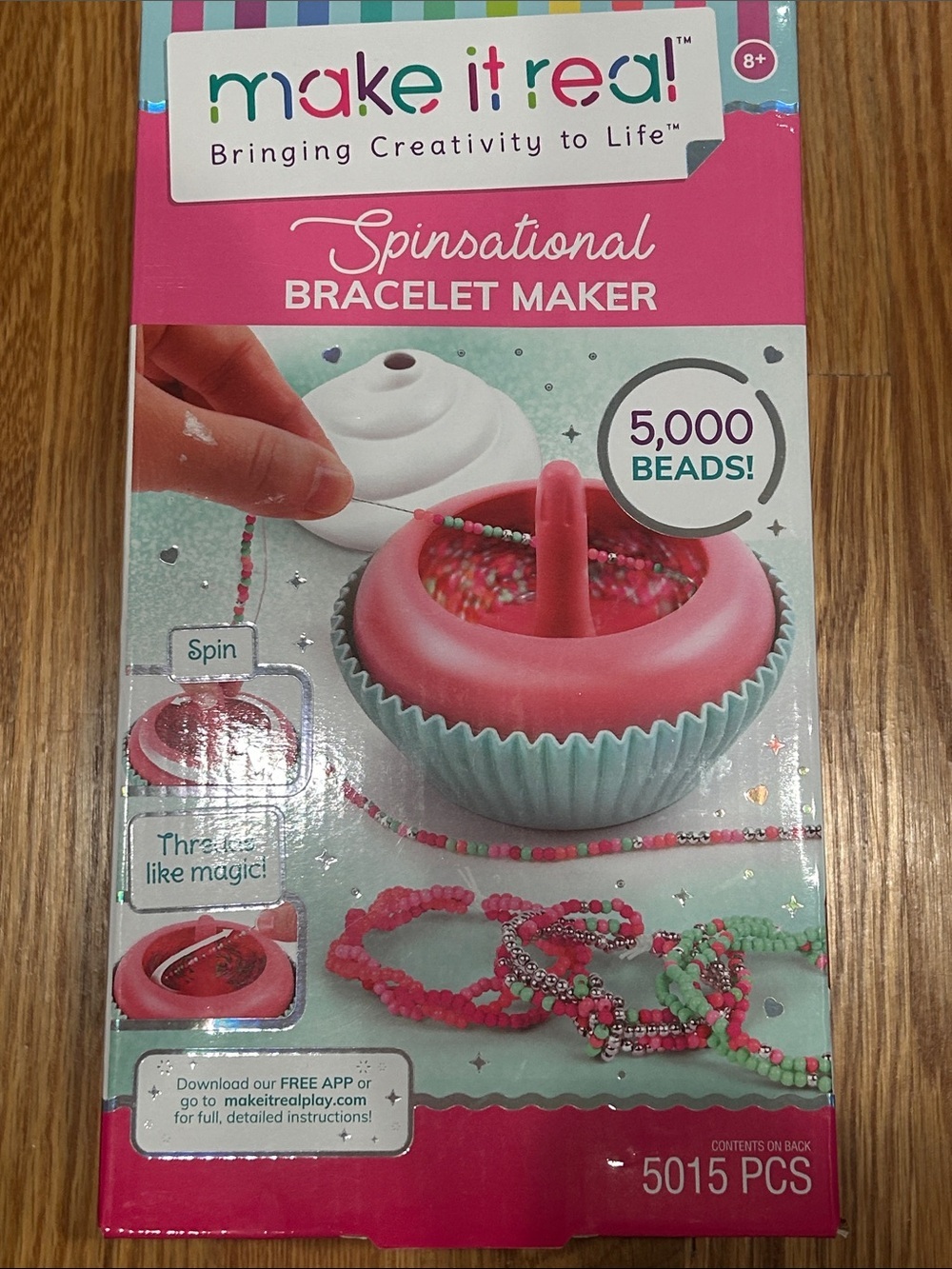 Make It Real Spinsational Bracelet Maker - Pink & Teal 5000 bead kit new in box